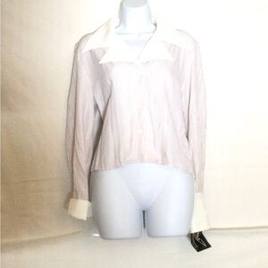 Chic Striped Blouse with White Collar